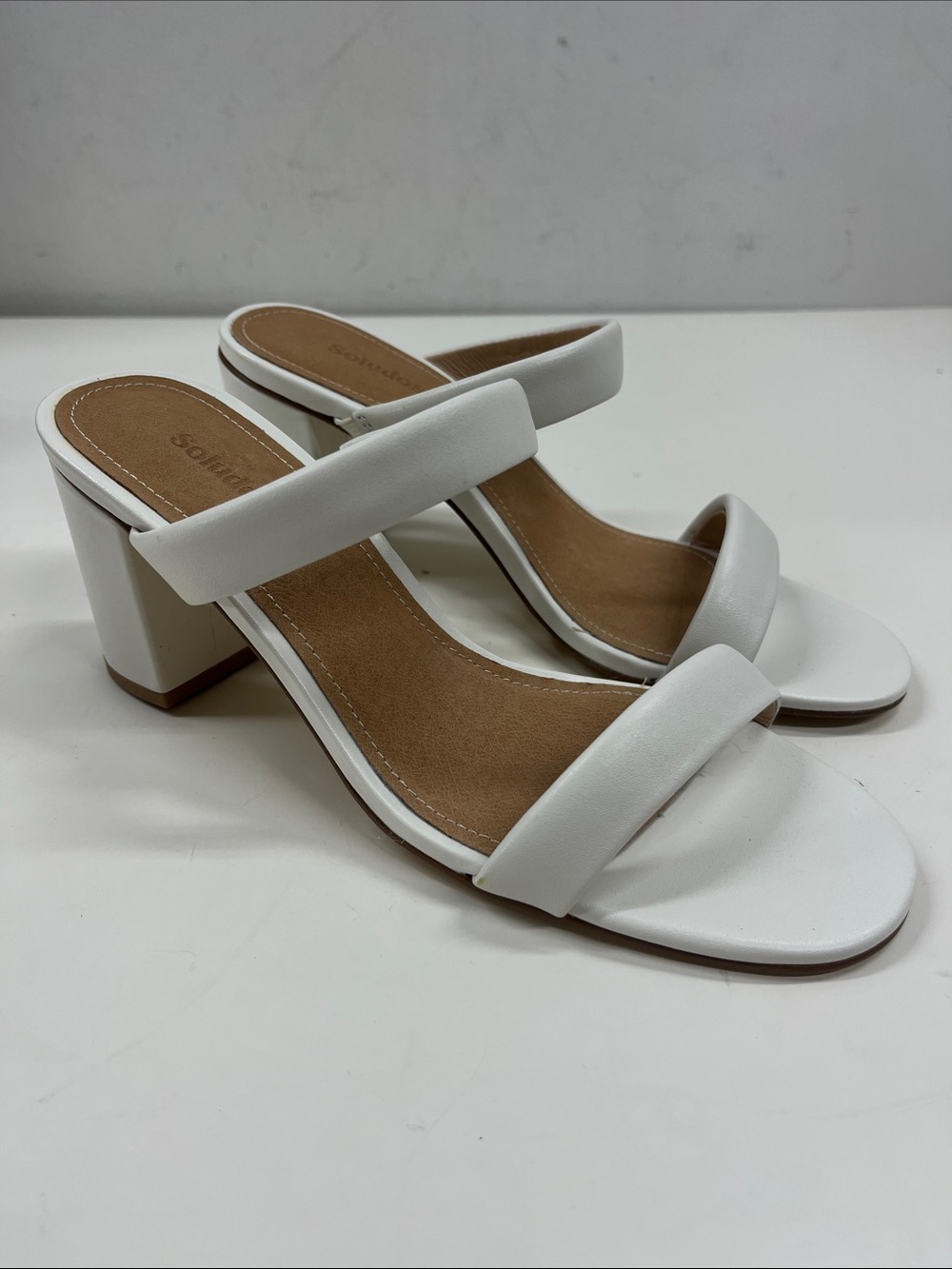 New SOLUDOS INES HEEL in White Leather Size 6.5 - Picture 2 of 7
